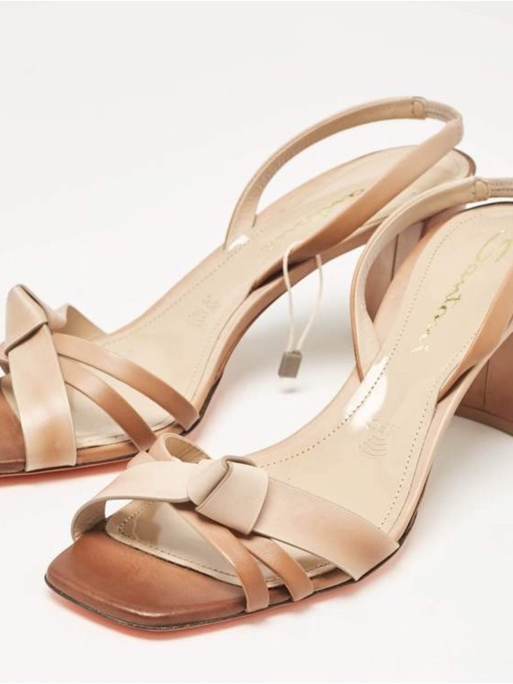 Santoni Beige Knot Front Slingback Sandals